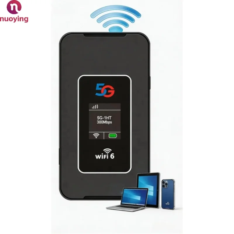 NUOYING 5G WiFi6 Tragbarer Mobiler WLAN-Router, 8000mAh Großer Akku Pocket Hotspot, Unterstützt 2,4G LTE & 16 Verbundene Geräte mit SIM-Kartensteckplatz