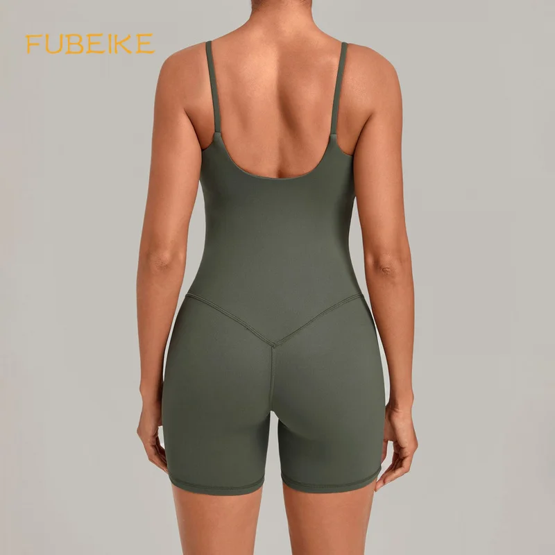 Women Fixed‑Shoulder Strap Backless Yoga Bodysuit Butt Lifting One Piece Fitness Jumpsuit Quick Dry Seamless Workout Outfit