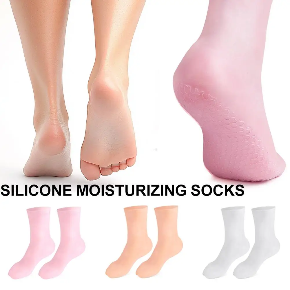 Calcetines hidratantes de silicona para pies secos y agrietados, calcetines para el cuidado de los pies, calcetines para Spa y pedicura, Gel hidratante para masaje, cuidado de los pies G8Q3