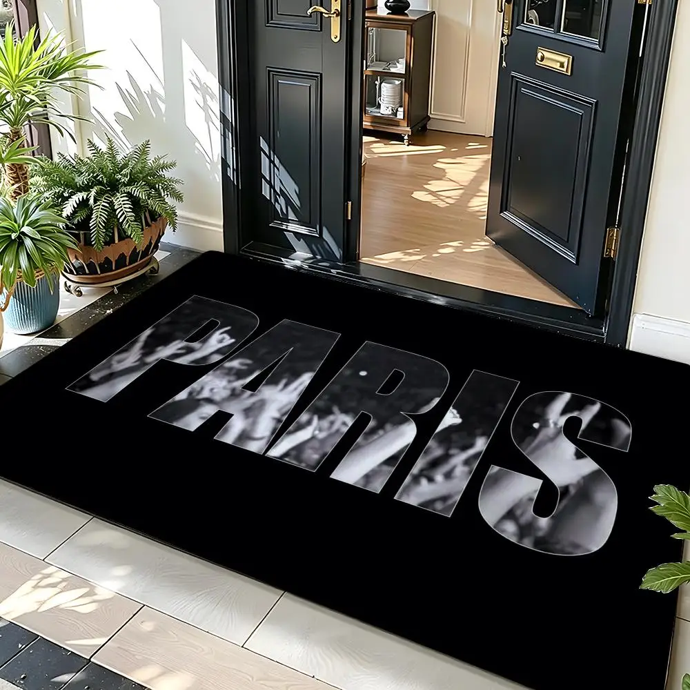 Fashion S-Soi P-Paris Floor Mat Soft Flannel Entrance Door Mat Non Slip Absorbent Bathroom Bedroom Floor Rug