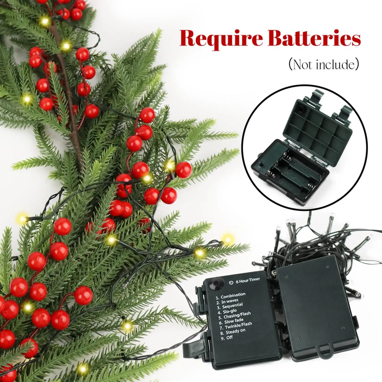 

108 дюймов. Гирлянда из искусственной ели с подсветкой