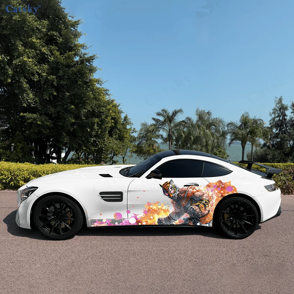 2pcs.Trendy Cool Exciting Boxing Tiger Car Decoration Decal.car vinyl wraps
