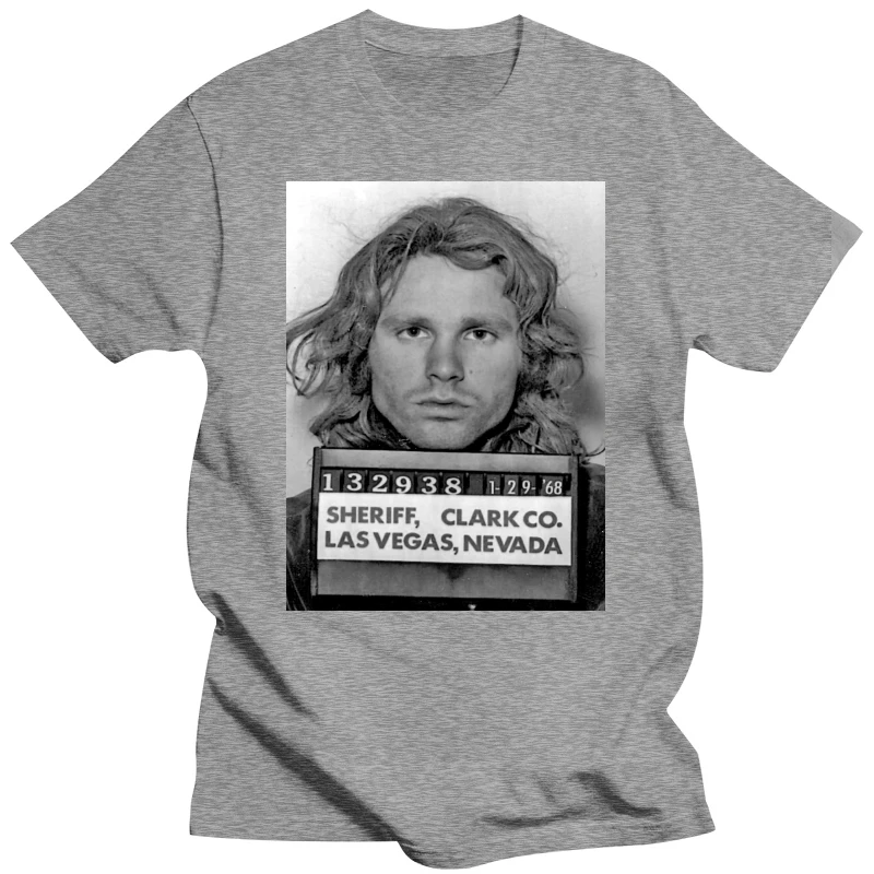 Kemeja Jim Morrison Mugshot Kaus Uniseks Retro Vintage Jim Morrison