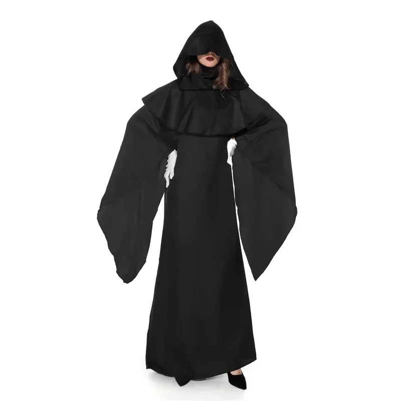 Medieval Halloween Christian Friar Cosplay Costumes Wizard Witch Hooded Robes Dress Outfits