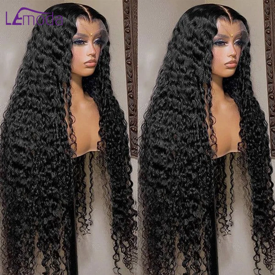 

Brazilian Deep Wave Human Hair Wig Transparent Lace Front Wigs 13x4 13x6 HD Lace Frontal Wigs For Women Lemoda Hair Pre Plucked