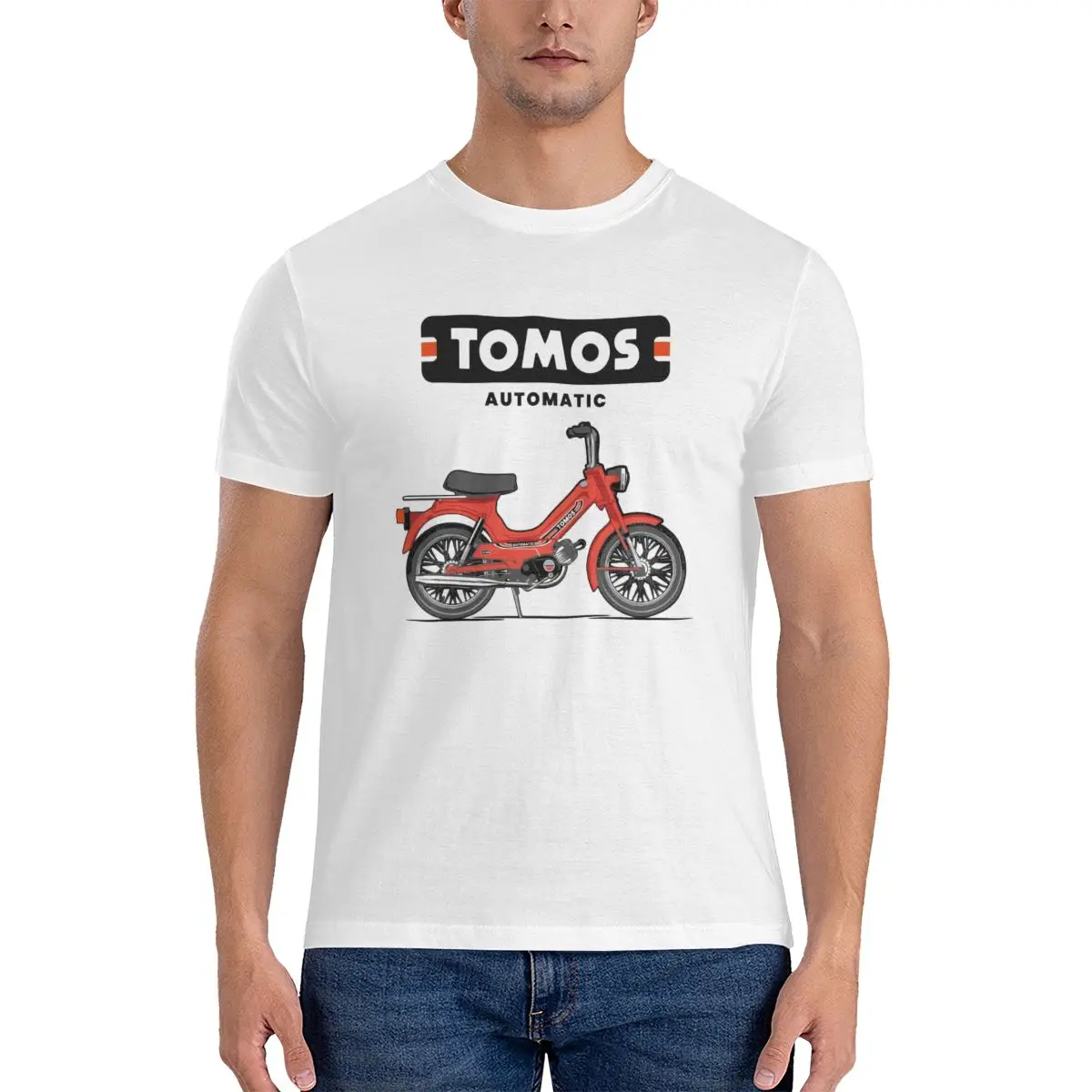 Design Tomos Moped T-Shirt Summer T Shirt Cotton Short Sleeve Tops Tees TShirt Clothing