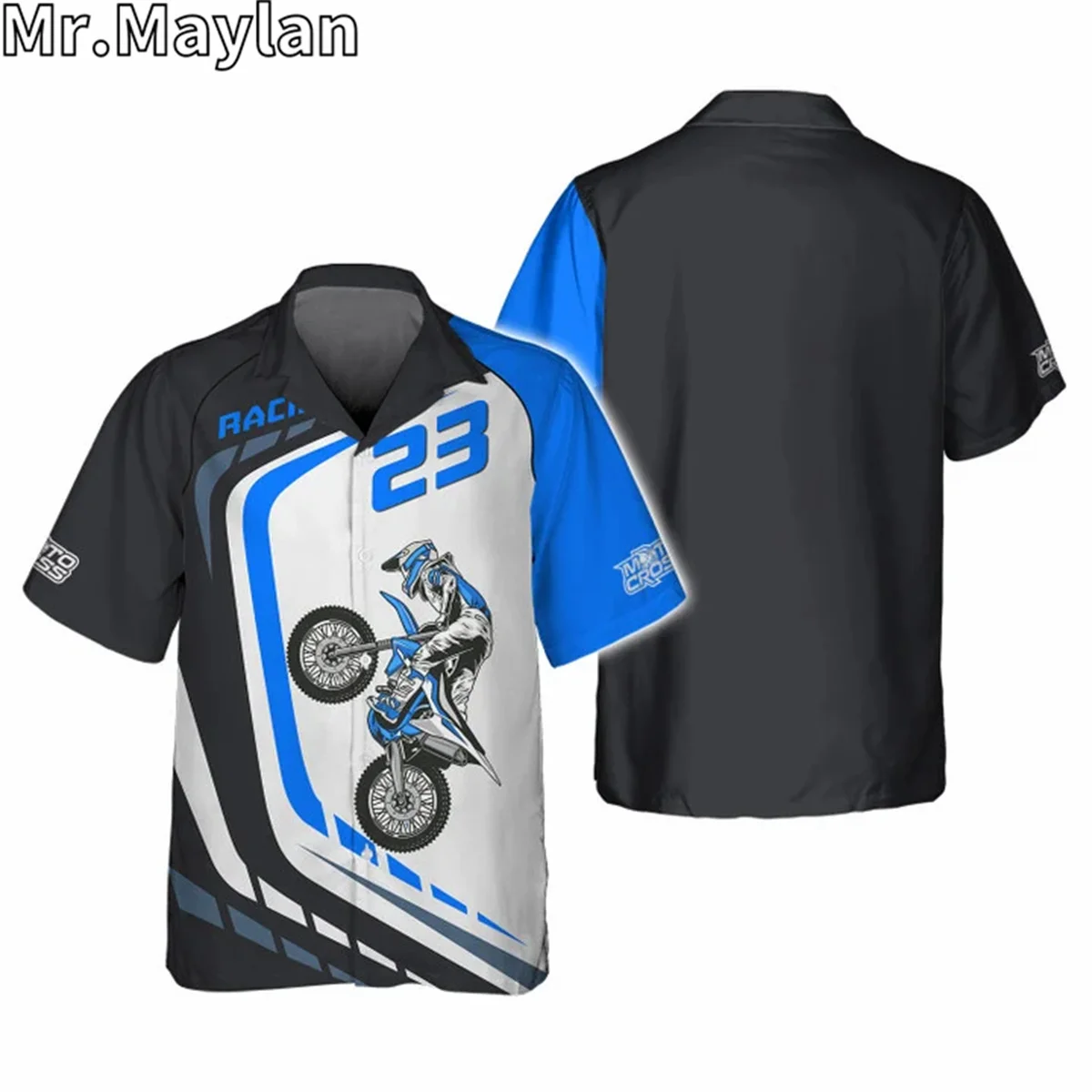 CUSTOM RACING JERSEY BLUE MOTOCROSS 3D Hawaii Shirt Men Summer Short Sleeve Tee Men Shirts 2024 Oversized 5XL Chemise Homme -022