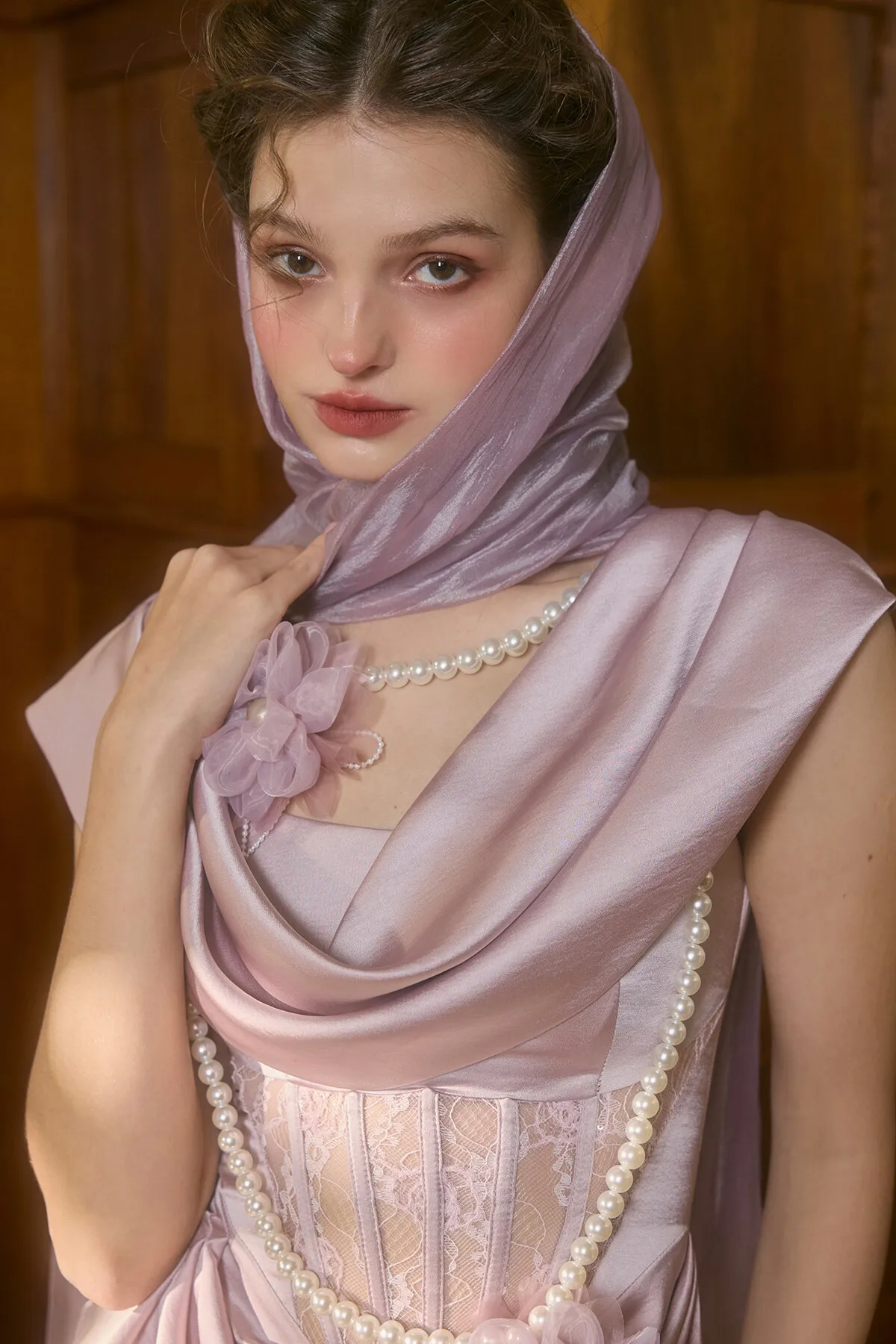 Lacemade Pink Satin Dress Summer Flutter Collar Long Skirt Romantic Elegant France Palace Lace Sashes Slim Dress Vestido Plus