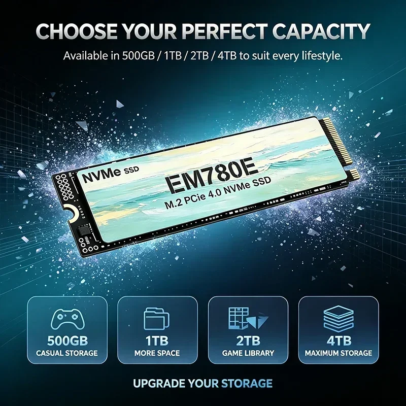EM780E Boost Your Gaming Storage NVMe SSD 7300MB/s PCIe 4.0 M.2 500GB 1TB 2TB 4TB Internal Drive PS5 Desktop Laptop