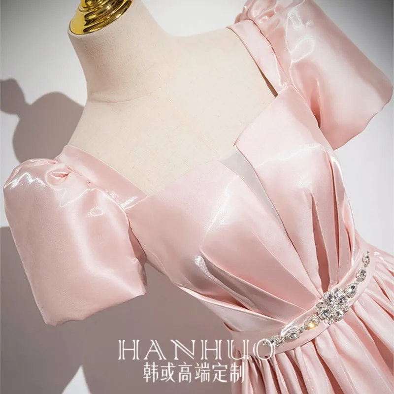 New pink satin toasting dress for adult birthday party