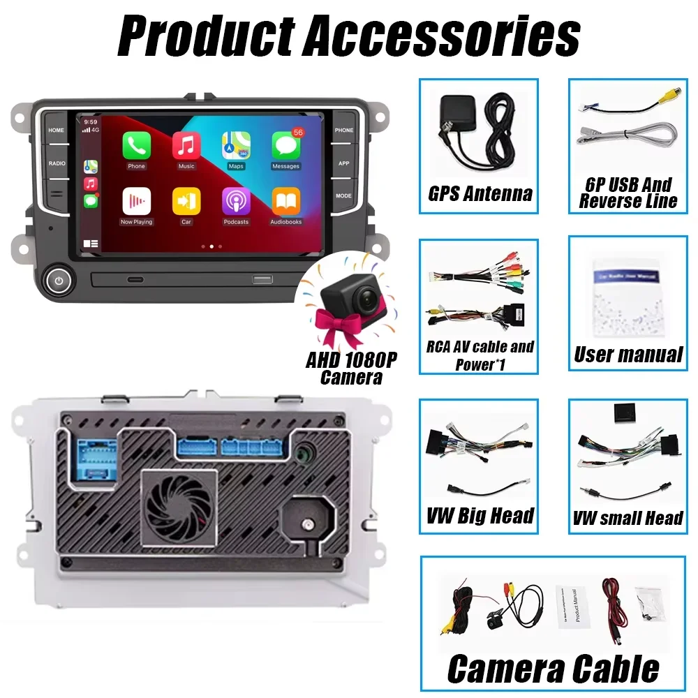 Car Stereo RadioFor VW T5 MULTIVAN/Startline 2003-2009 Multimedia Player 9inch Wireless Apple Carplay Android 15 GPS 8+128GB