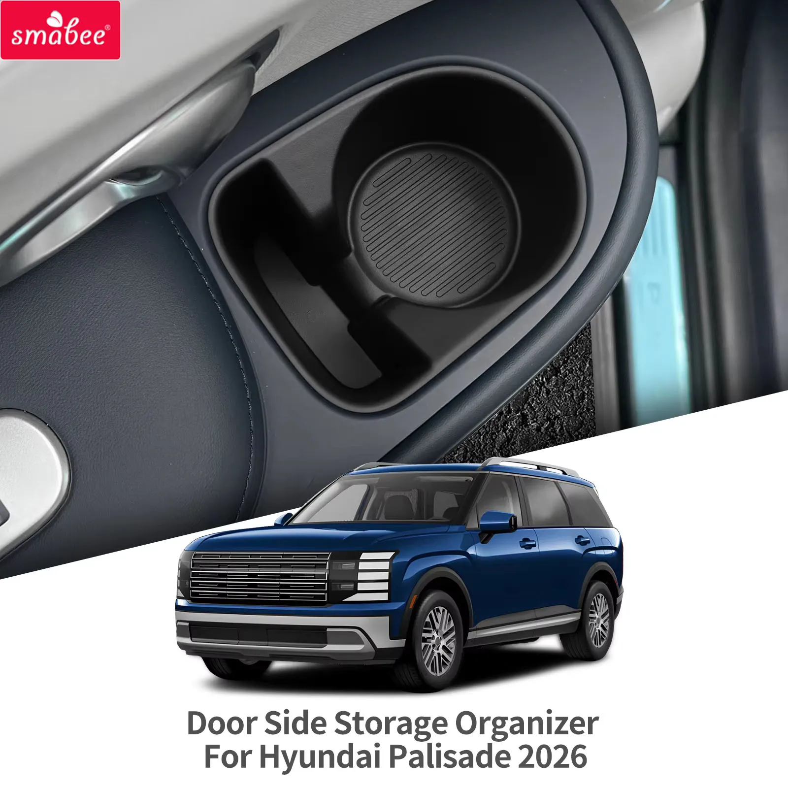 Smabee 2 Peças para Hyundai Palisade 2026, Suporte Lateral de Porta da 2ª Fileira, Caixa Organizadora de Bebidas, Acessórios Internos Automotivos, Preto