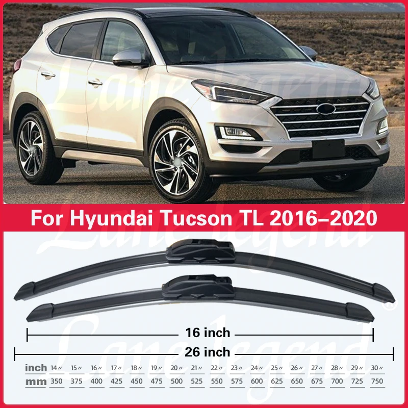 Zestaw piór wycieraczek przedniej tylnej wycieraczki do Hyundai Tucson TL 2016-2020 szczotki do szyb przedniej szyby 26 \