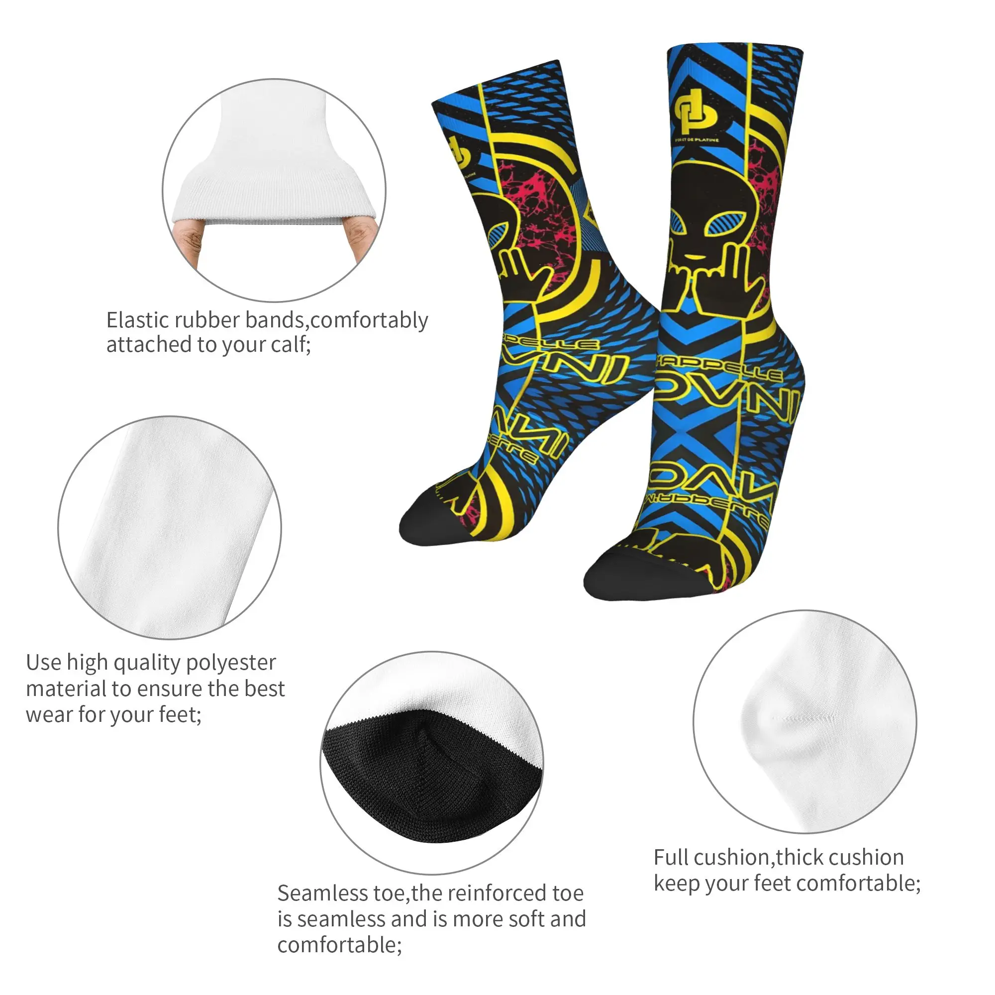 Custom Kawaii Print French Rapper Jul Skull Memory Foam Socks for Women Men Stretchy Summer Autumn Winter  Crew Socks