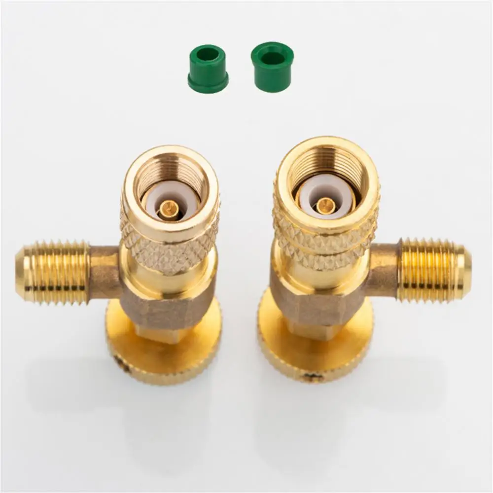 2PCS Air Conditioning Refrigerant Safety Valve R410A R22 1/4" Refrigeration Charging Safety Liquid Adapter Hand Tool Parts