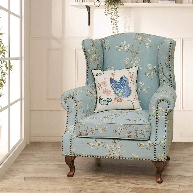 

American country tiger chair fabric sofa Nordic pastoral style single sofa living room master seat tiger stool