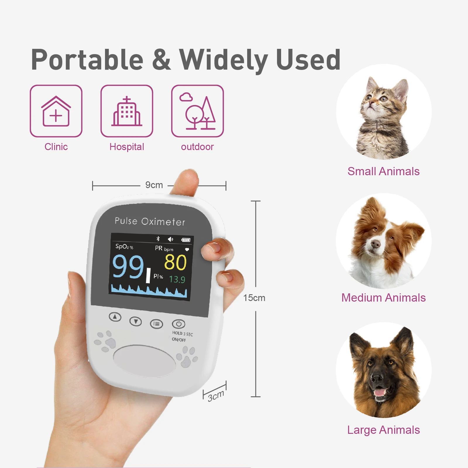 Veterinary Pulse Oximeter Bluetooth with APP Dog Cat Animals For Pet Health Oxigen Saturation Spo2 Pulse Rate Health Monitoring