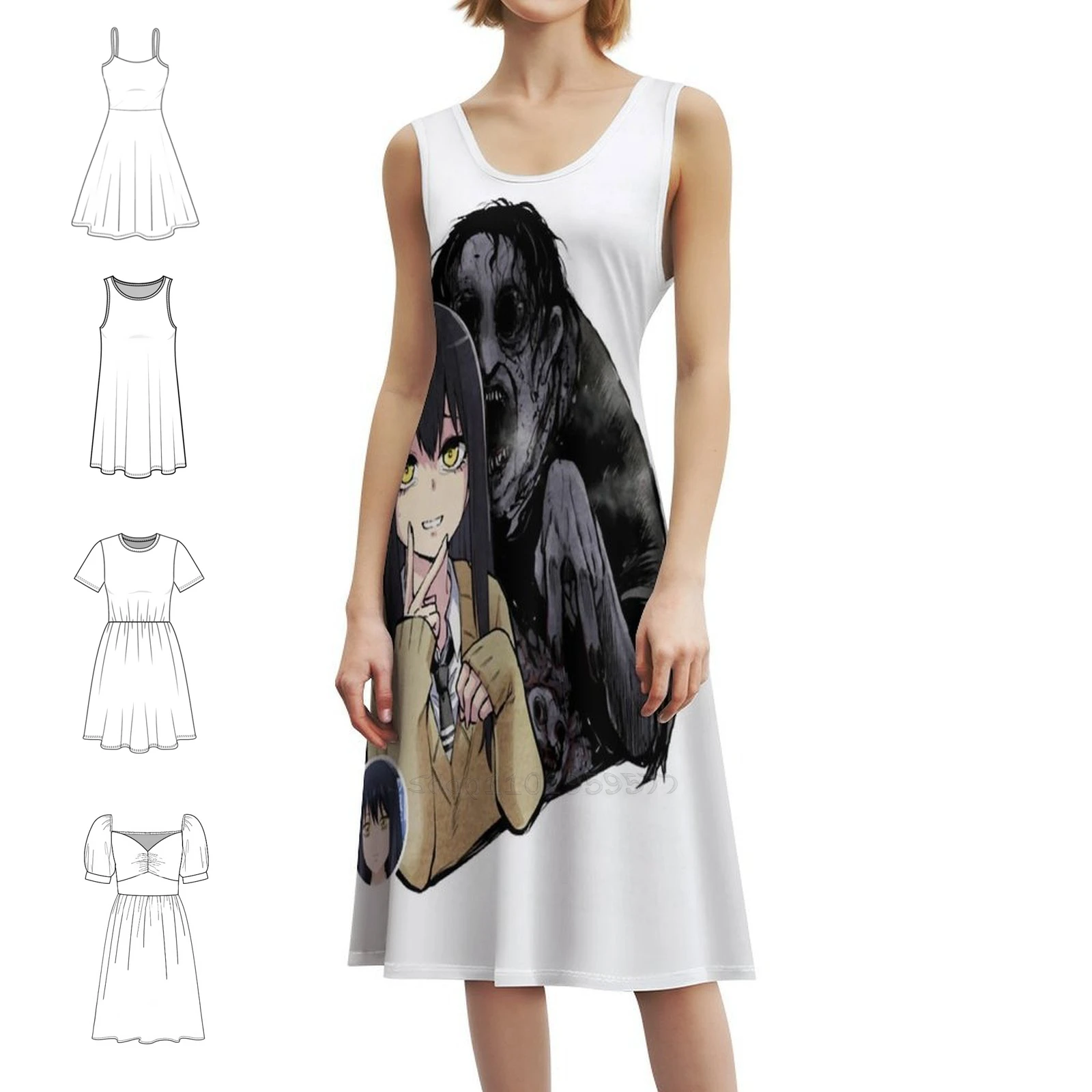 Mieruko Chan-Miko Yotsuya كلاسيكي نسخة المرأة الهيب هوب الشارع الشهير فستان جرافيك طباعة ملابس للنادي الحفلات Mieruko Chan Miko Yotsuya #1