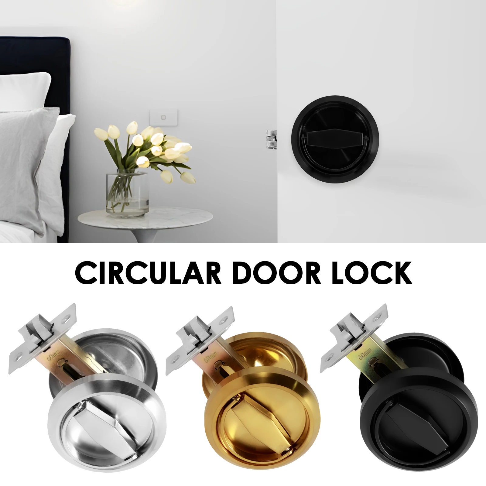 

Round Recessed Door Lock 304 Stainless Steel Hidden Recessed Cup Door Handle Keyless Recessed Door Pull Latch Knob Round