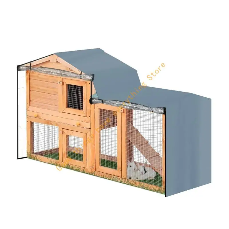 

Heavy Duty 210D Rabbit Hutch Cover Windproof Visible Window Waterproof Black Covers for Winter Cover 55KF