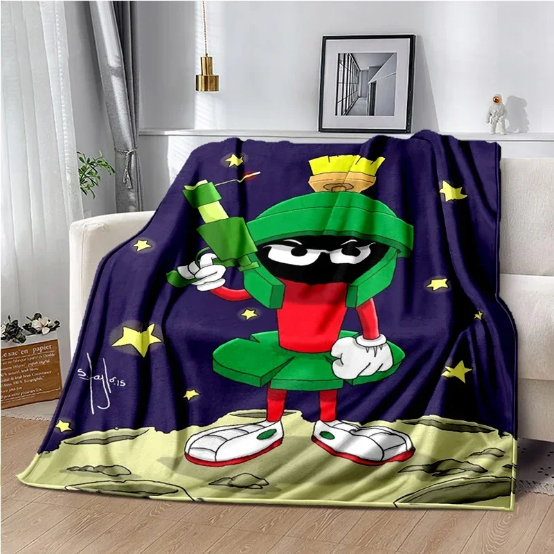 Marvin The Martian Animal Funny Throws Blanket Hiking Picnic Super Soft Quilt Bed Thermal Kawaii Flannel Blanket birthday gift