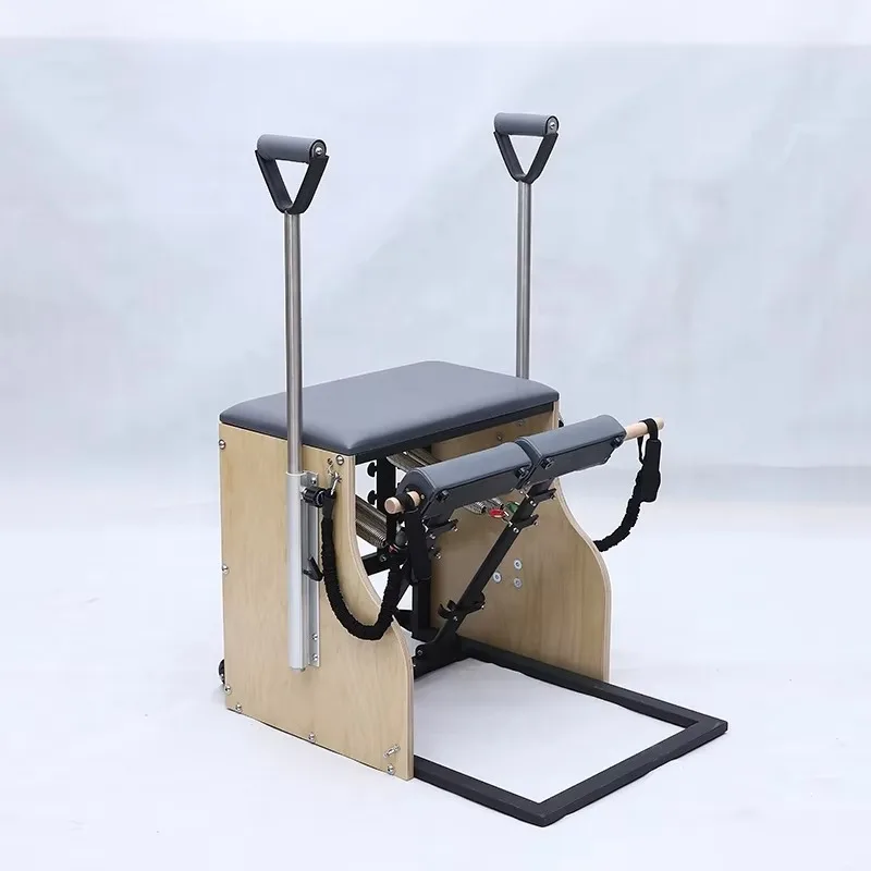 

YTYIN Queenlife Indoor Wunda Chair | 4-Spring Steel Base, White Maple Wood Pilates Combo with Handles