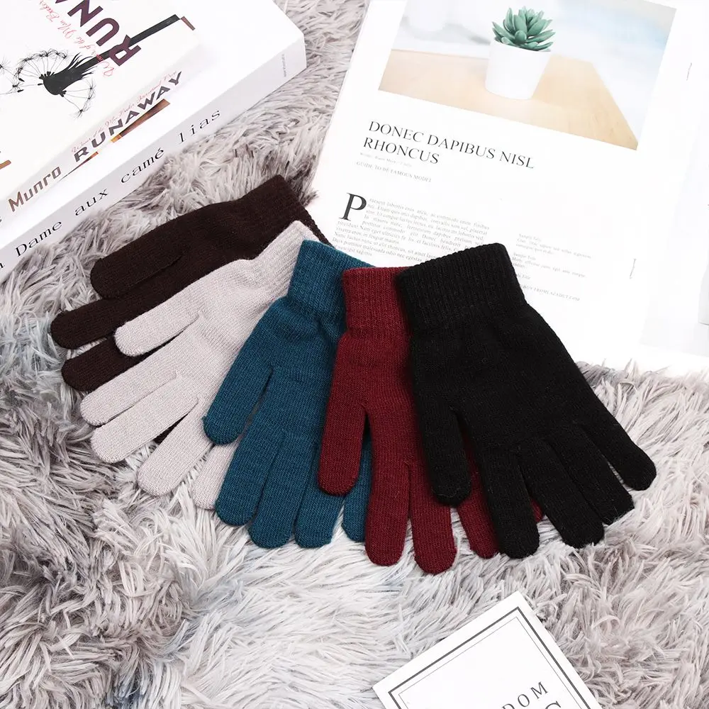 Nwe High Quality Gifts Thermal Wrist Warmer Basic Thicken Full Fingered Gloves Mittens Plush Lining Wool Knitted