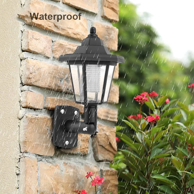 Solar Wall Light Outdoor Solar Hexagonal Light Waterproof Solar Fence Light Auto On/Off Retro LED Decoration Lamp for Garden