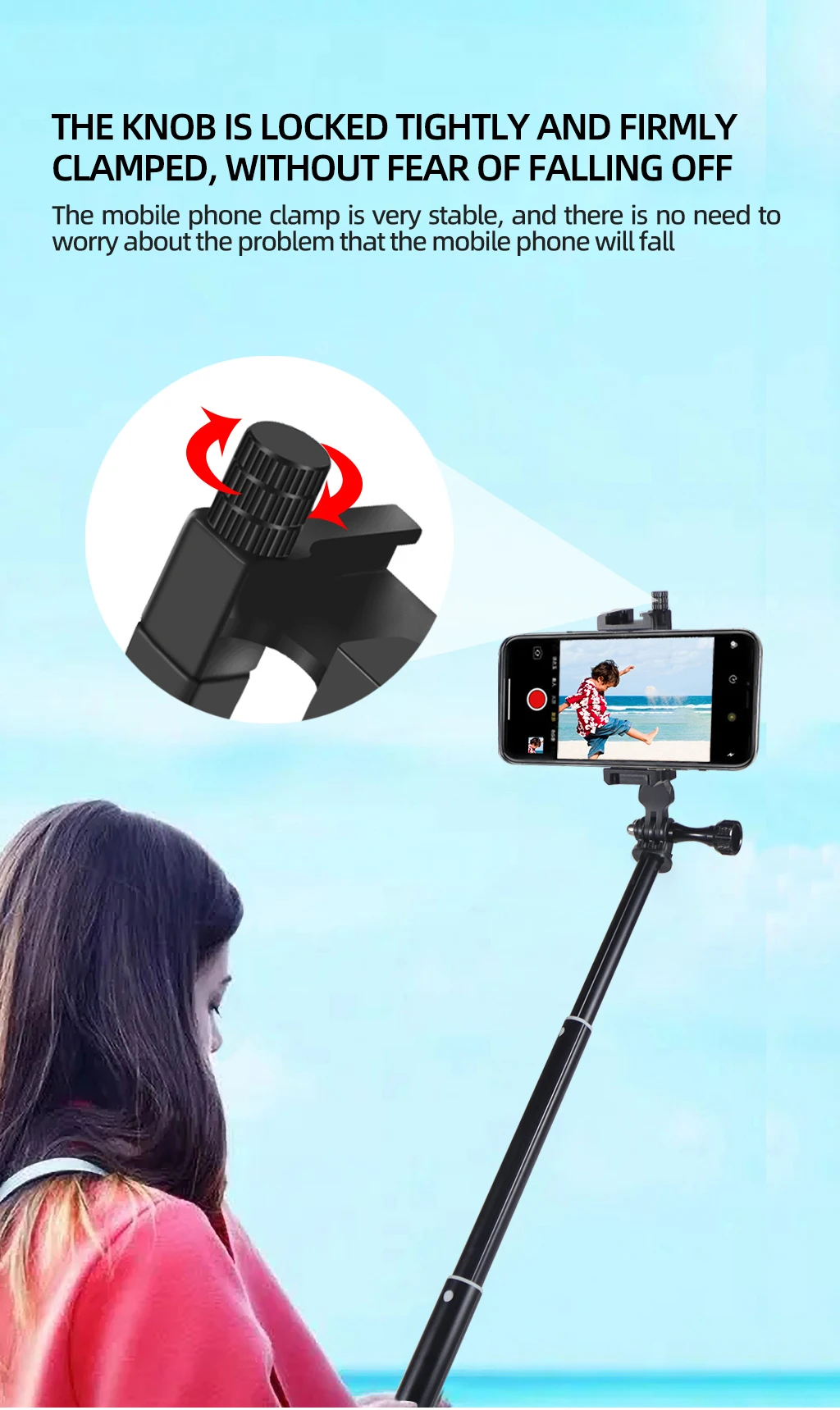 Handy-Ständer halter 360-Grad-Drehung Stativ adapter Kalt schuh 1/4 "Halterung für Smartphone Vlog Selfie Stick Lichter stehen – Detail 3