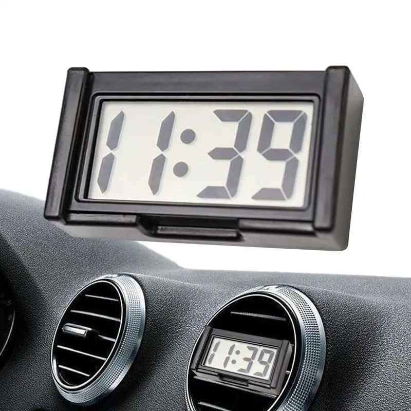 Mini Digital Clock Battery Operated Large Screen LCD Display Clock for Car Lightweight Car Accessories Self Adhesive Mini Clocks