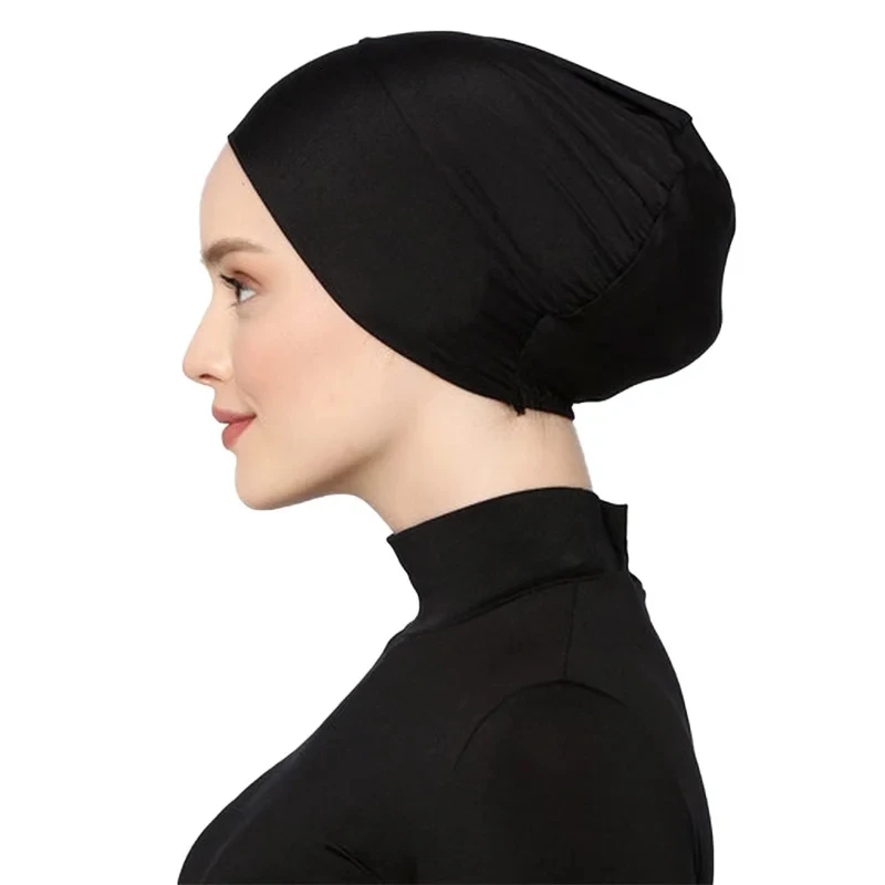 2024 Muslim solid color modal mercerized cotton elastic base cap elastic breathable comfortable base cap headscarf turban