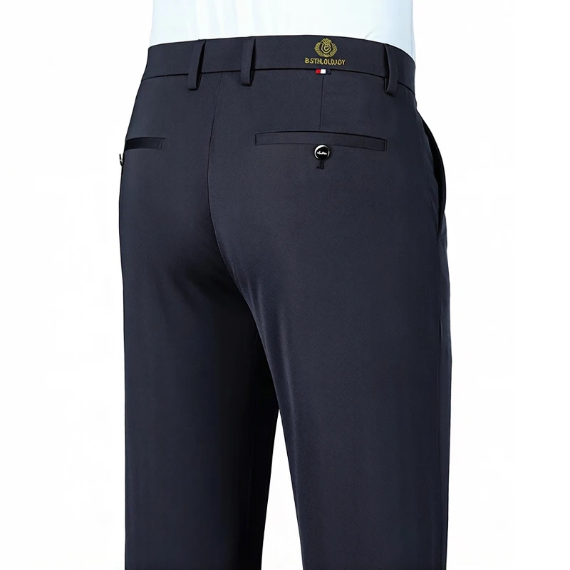 

2026 Fashion Men's Stretch Pants Flat Front Formal Dress Pants Black Navy Office Work Pants for Business Party Commuting