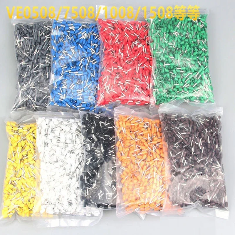 1000 pz/pacco terminale terminale terminale isolato a crimpare E0508 1008 1508 7508 2508 terminali a pressione terminali a crimpare terminali tubolari