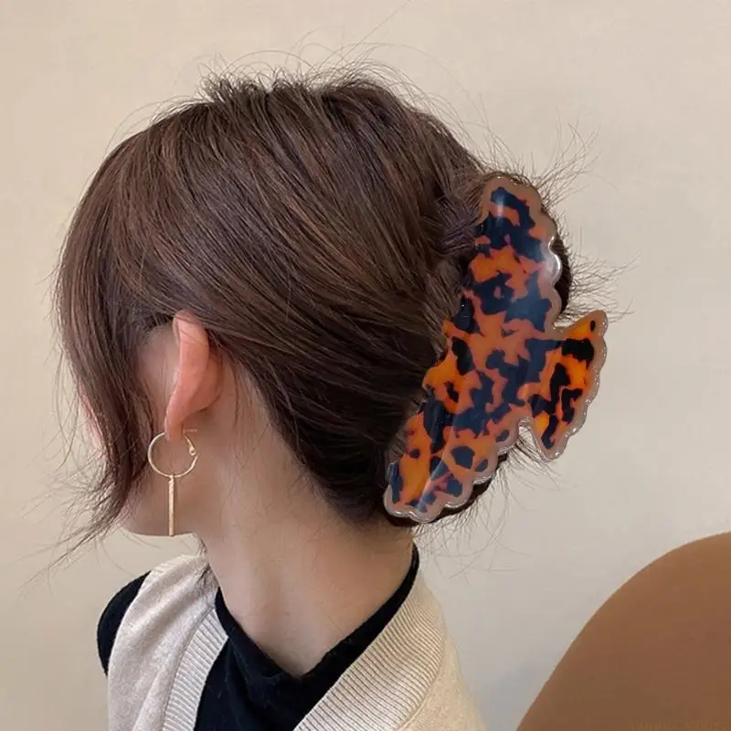 31BF Marble Vein Hair Claw For Women Resin Clip Effortless Updos Accessory