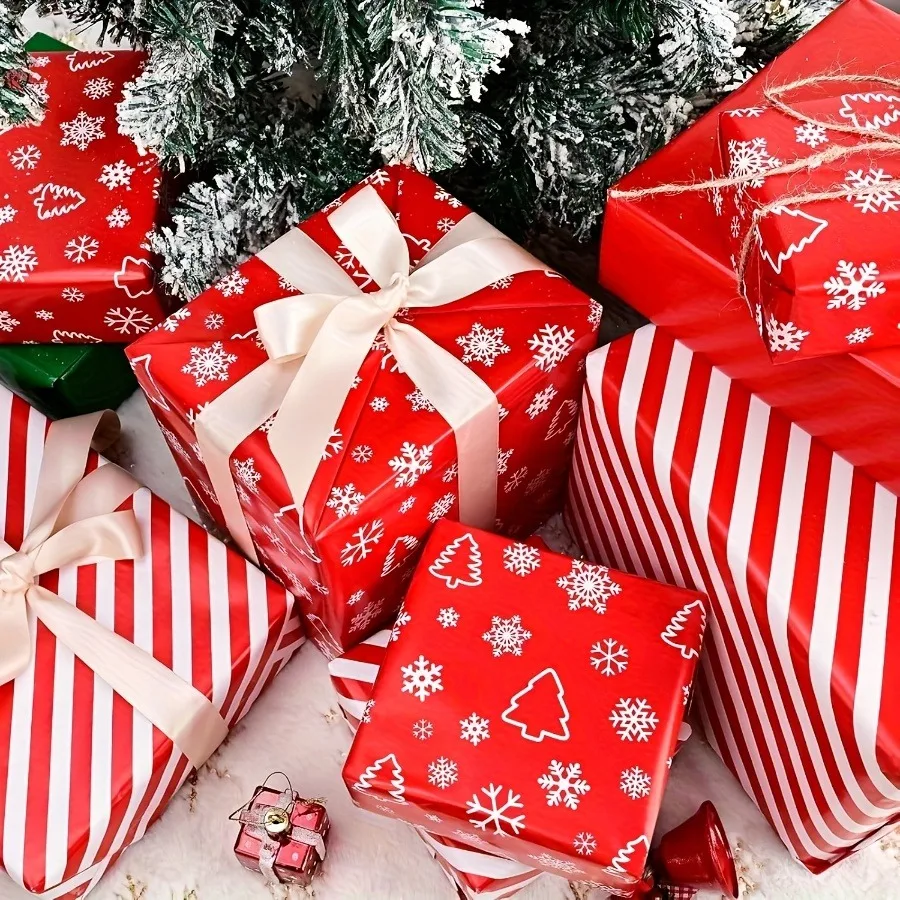Rot-Weiß Gestreiftes Geschenkpapier - 44x300 cm, Weihnachten, Geburtstag, Party - Klassisches Zuckerstangen-Muster, Festliches Großpack – Detail 2