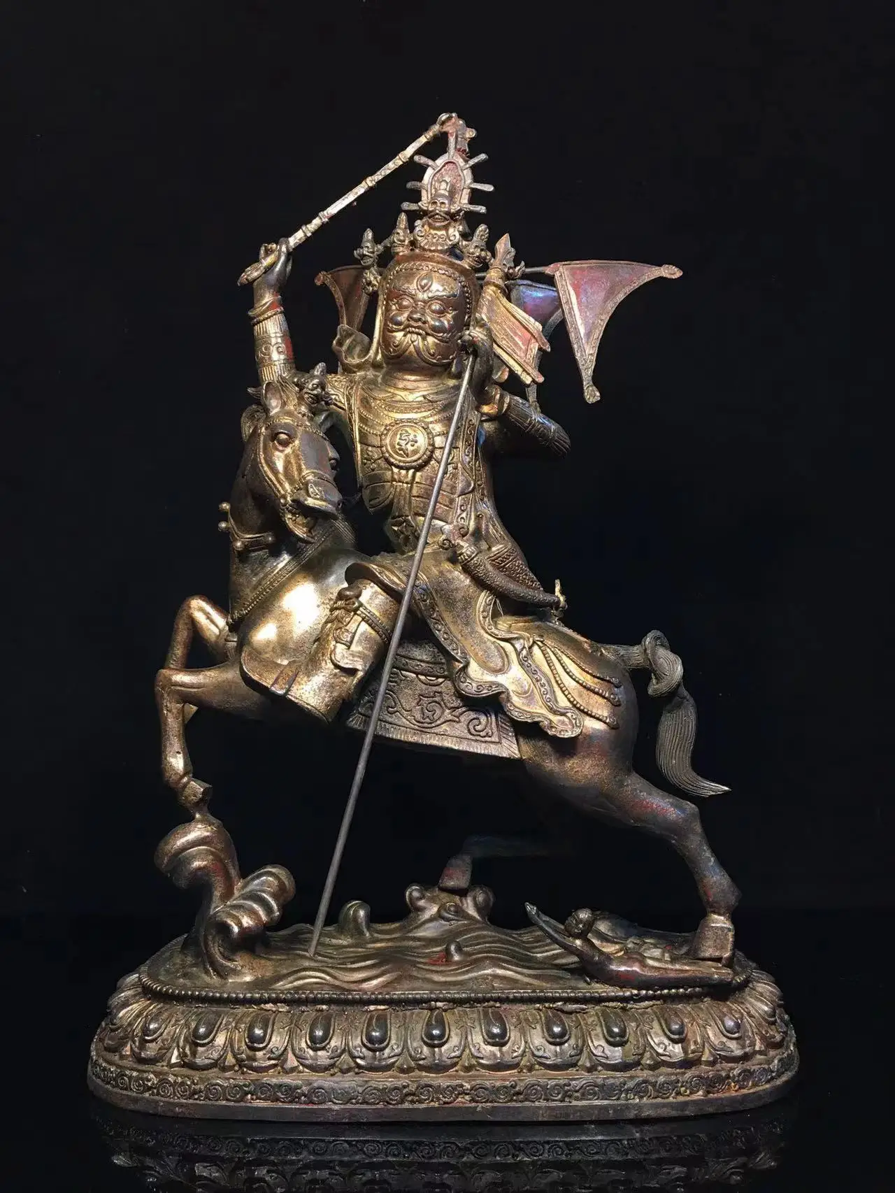 Estatua de Buda Gesar de la Épico del Rey Gesar de cobre hecha a mano, rara, 40 cm (H), envío gratis