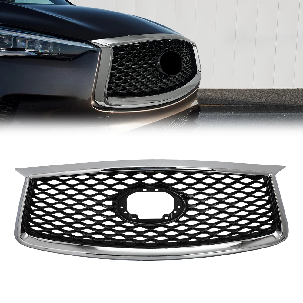 

Car Front Grill Mask Radiator Grille Racing Grills Replacement Body Kit For Infiniti QX50 2018 Auto Upper Bumper Hood Mesh Grid