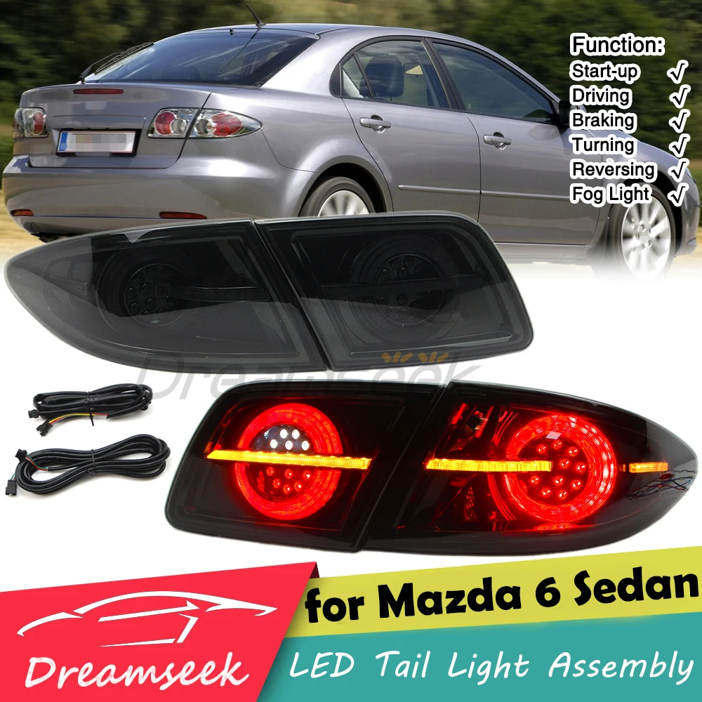 

LED Rear Tail Light Assembly for Mazda6 Sedan 2003-2008 Reflector Fog Lamp Brake Reverse Lights with Dynamic Sequential Turn L+R