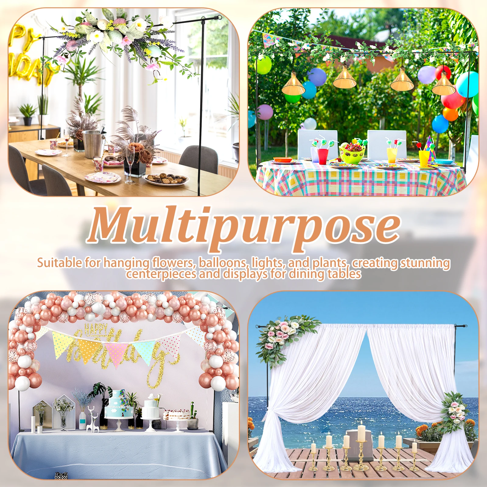 حامل قضيب فوق الطاولة، حامل قوس البالونات، قوس طاولة قابل للتعديل معلق لحفلات الزفاف وأعياد الميلاد وديكور الذكرى السنوية #5