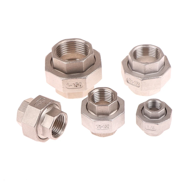 Stainless Steel Piping Union Female Thread Joint Tube Connector Pipe Fitting Pipes