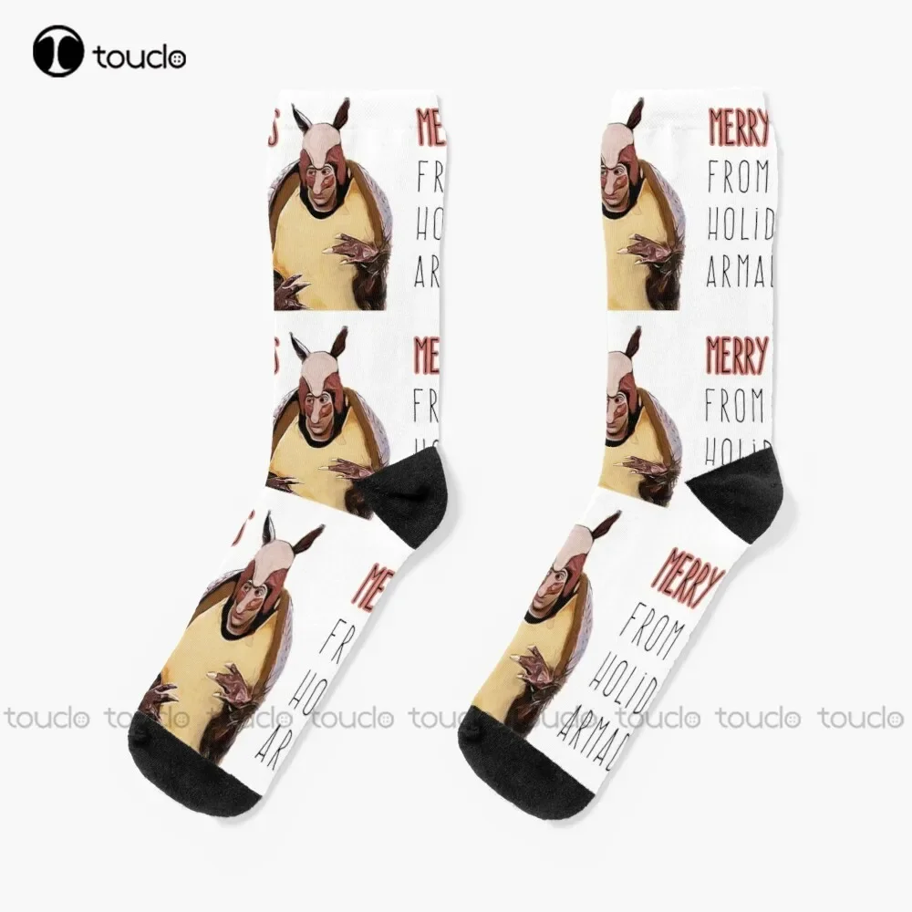 Holiday Armadillo Digital Illustration Artwork Socks High Socks Unisex Adult Teen Youth Socks Custom Gift 360° Digital Print