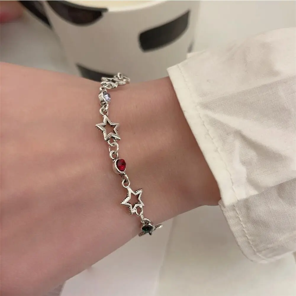 Trendy Simple Five-pointed Star Bracelet Rhinestone Girls Y2K Bracelet Adjustable Women Bracelet Fashion Jewelry Birthday Gift