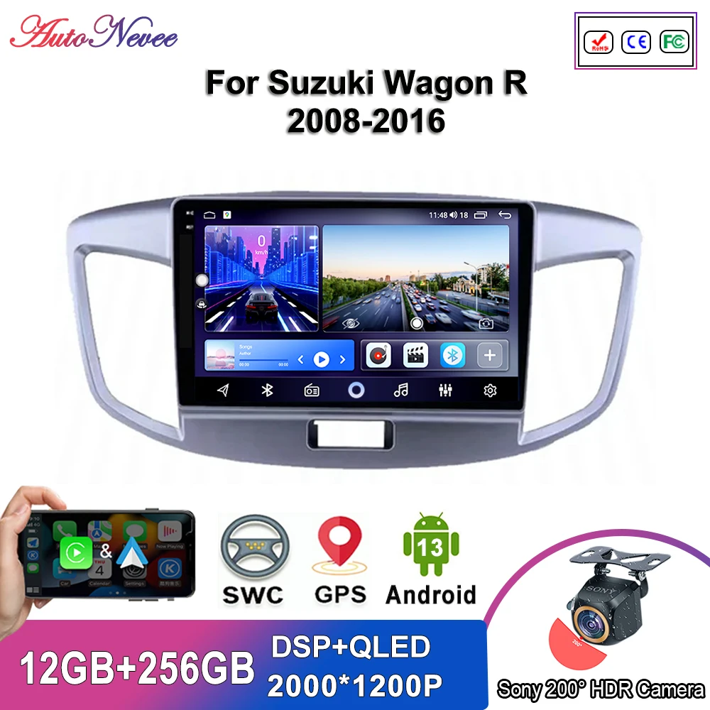 

Android 14 Мультимедиа для Suzuki Wagon R 2008-2016 Автомобильный плеер Стерео экран GPS-навигация Авторадио Экран No 2 Din 5G WIFI BT