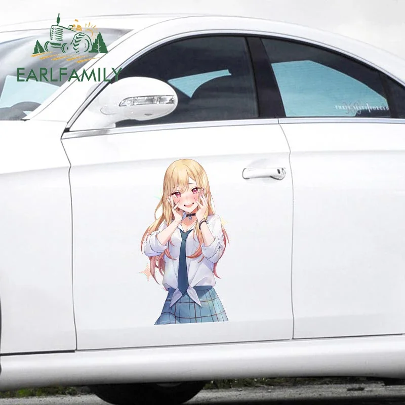 EARLFAMILY 43cm X 25.8cm Kitagawa Marin Car Stickers Sunscreen Decals Car Door Protector Waterproof Anime Custom Printing