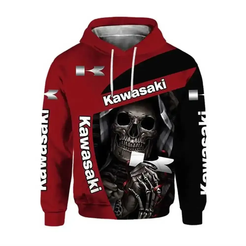 Kawasaki Mens Clothing Oversized Hoodie Street Sweatshirt Extreme Sports Unisex Adventure Racing Suit Motorcycle Uniform Men's