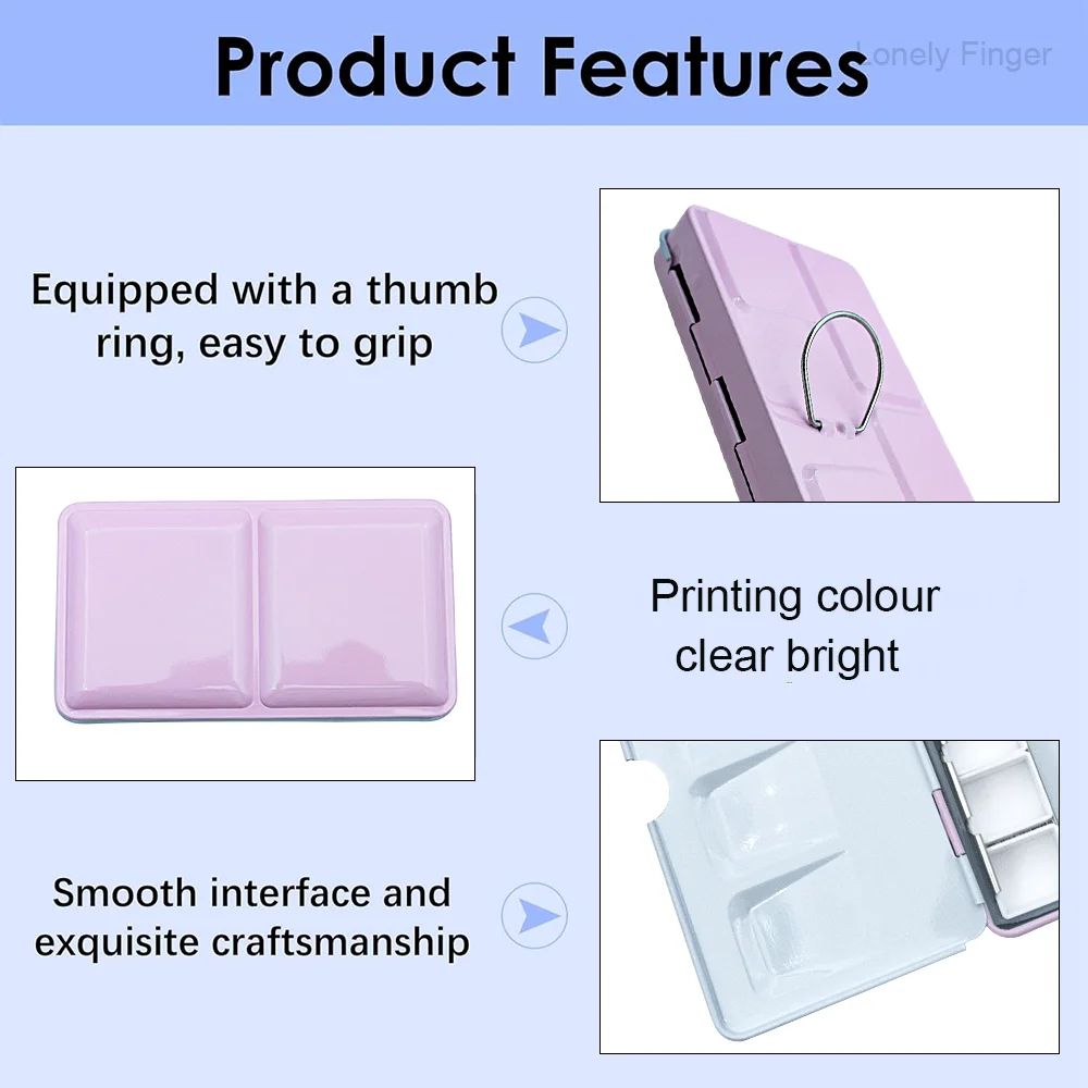صندوق من القصدير لوحة الألوان المائية مع 14 مقلاة، صينية خلط الطلاء الفني المعدني للرسم بالألوان المائية، صندوق طلاء محمول للفنانين