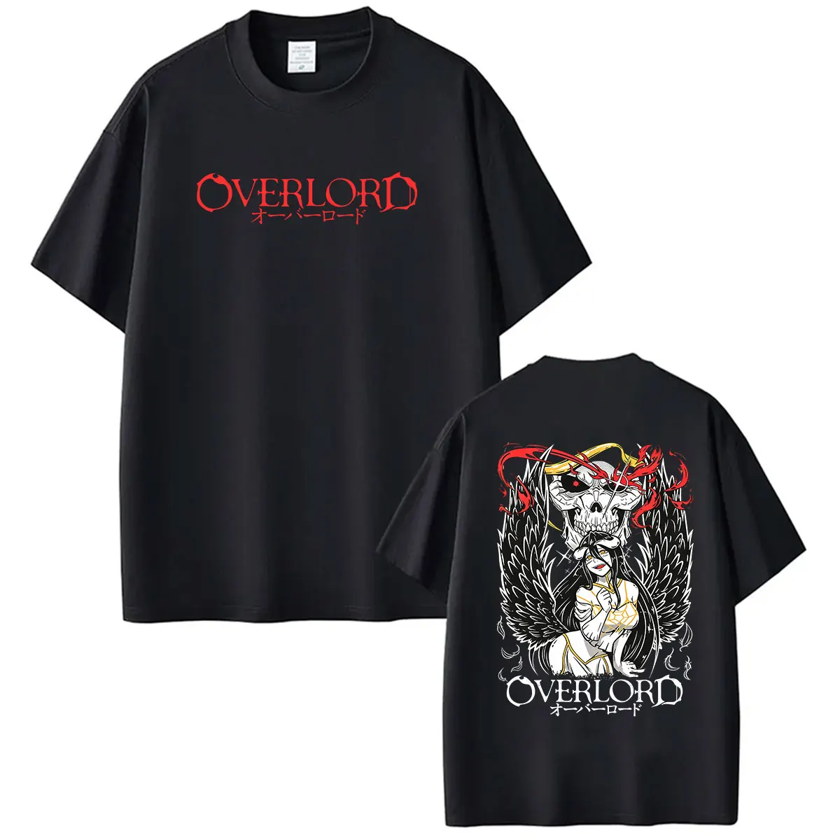 Japanese Anime Overlord Albedo Ainz Ooal Gown Graphic T Shirts Men Women Vintage Fashion Cotton Short Sleeve T-shirt Streetwear