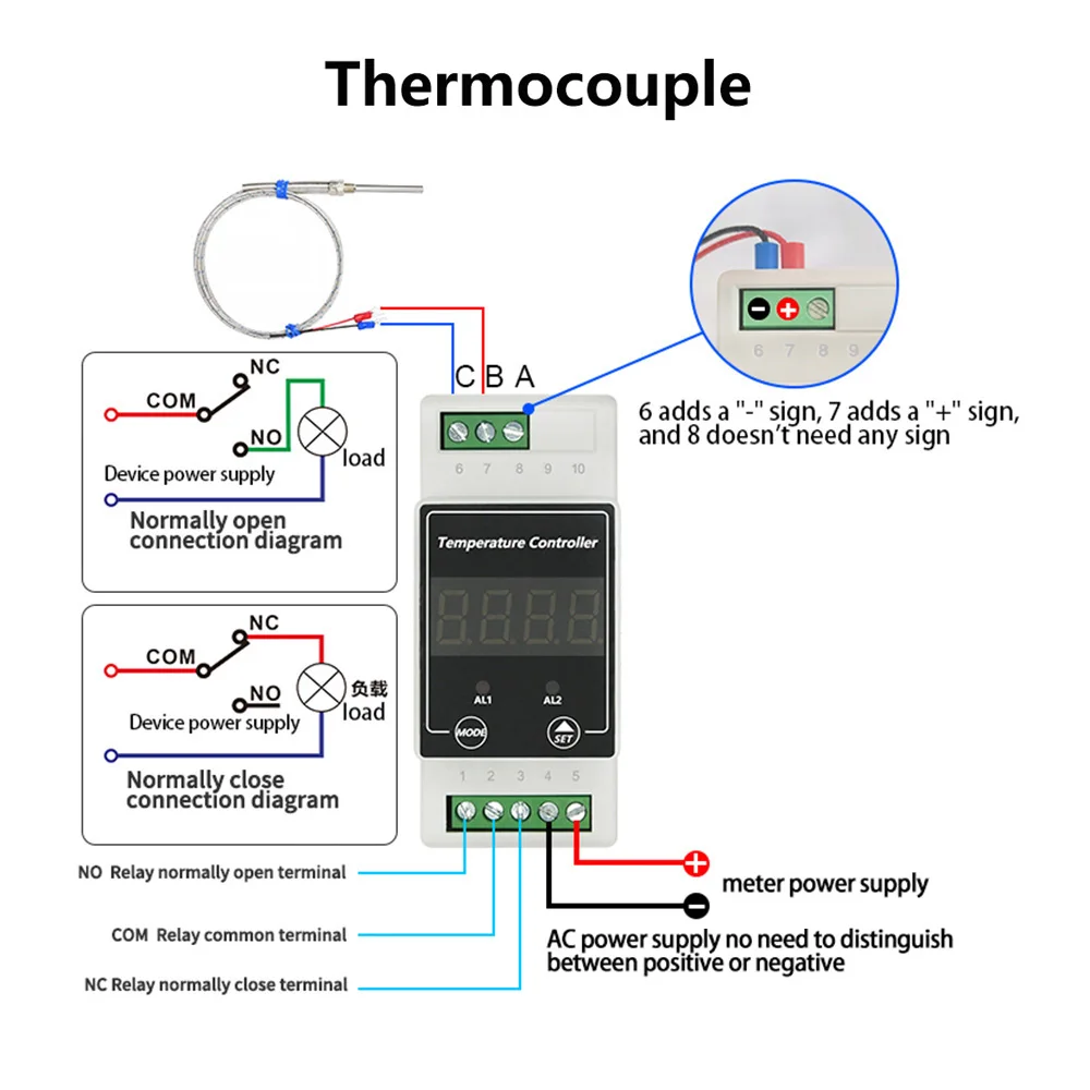 AC100-240V DC8-24V Din Rail Digital Thermometer Thermoregulator Temperature Controller Temperature Meter Universal Thermostat