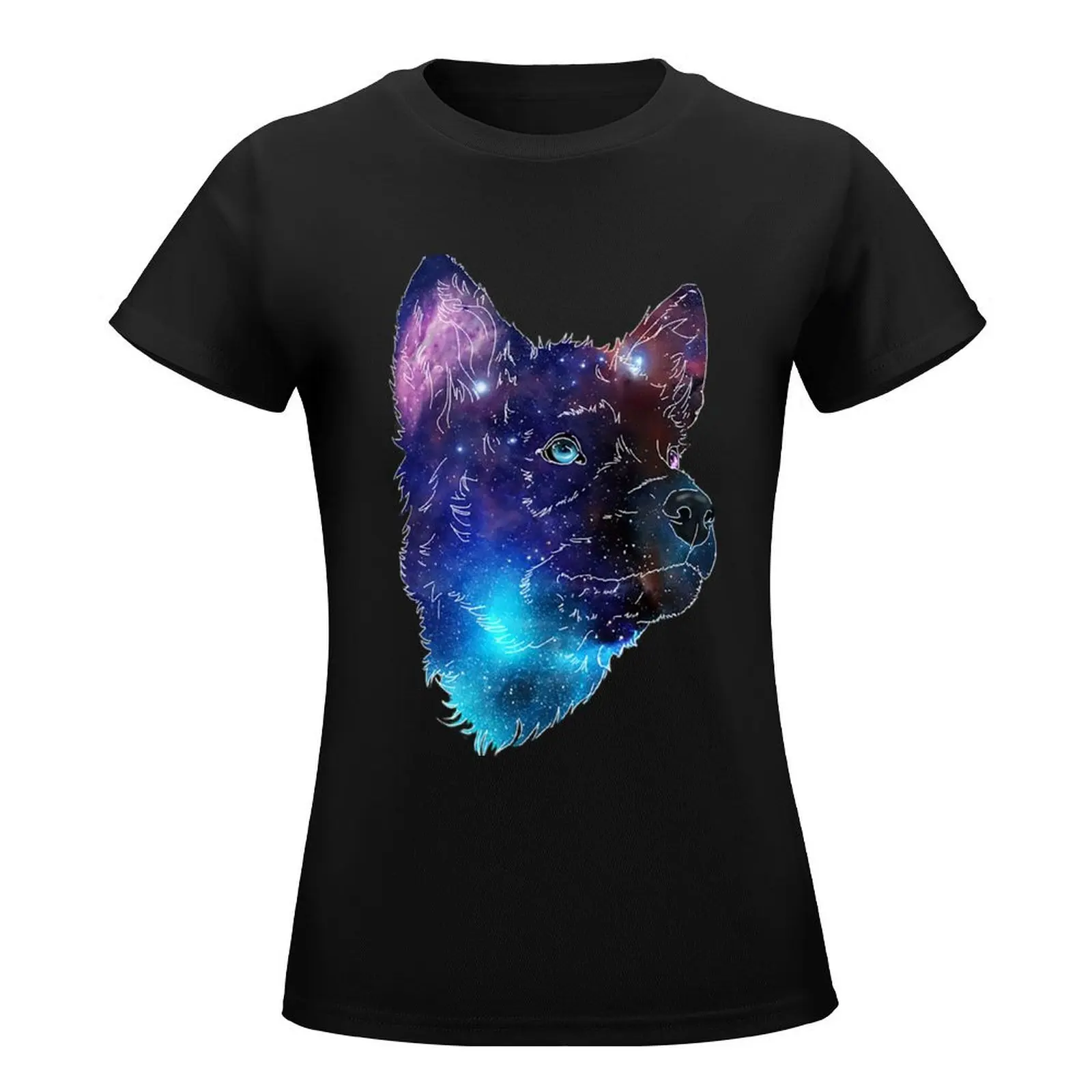 Galaxy Wolf Pup T-Shirt Blouse customizeds t shirts for Womens