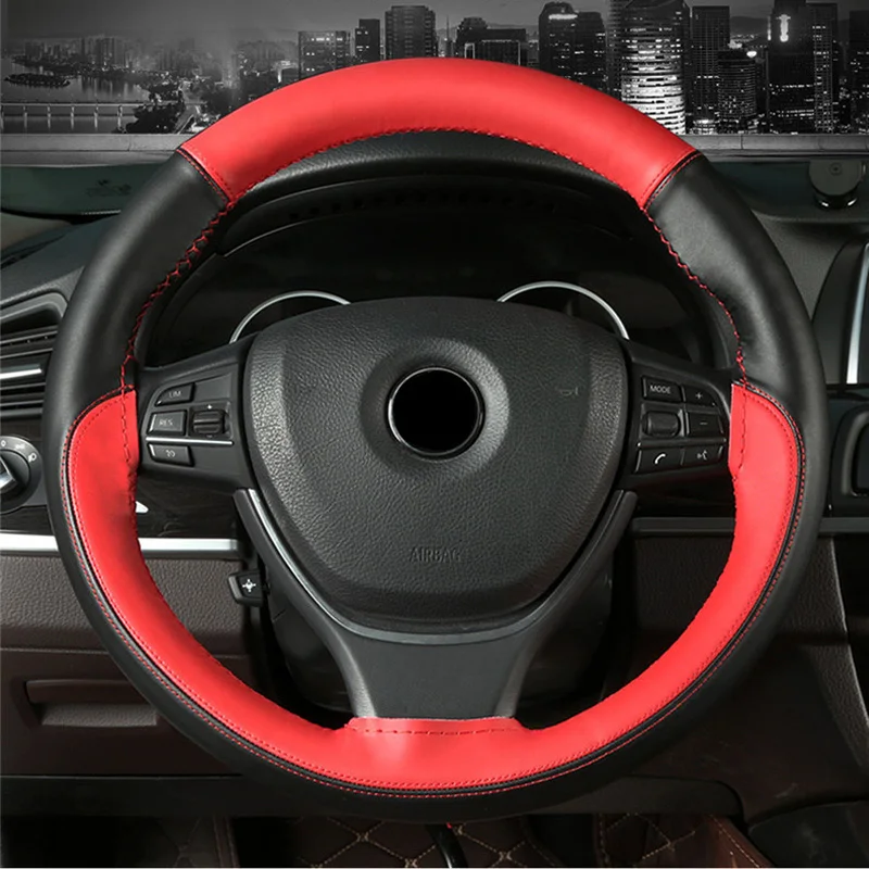 Braid Cover Genuine Leather Hand Sewing Car Steering Wheel Cover 38Cm For Volvo XC60 XC90 S90 V90CC S60 V60CC V40 S80 XC40 Xc70